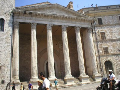 # 70 Church in main piazza of Assisi built on a Roman temple.JPG